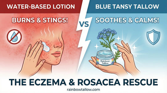 Tallow for Eczema & Rosacea: How "Blue Tansy" Tallow Calms the Redness